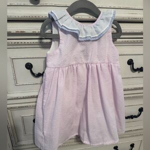 Pink and White Seersucker Toddler Dress